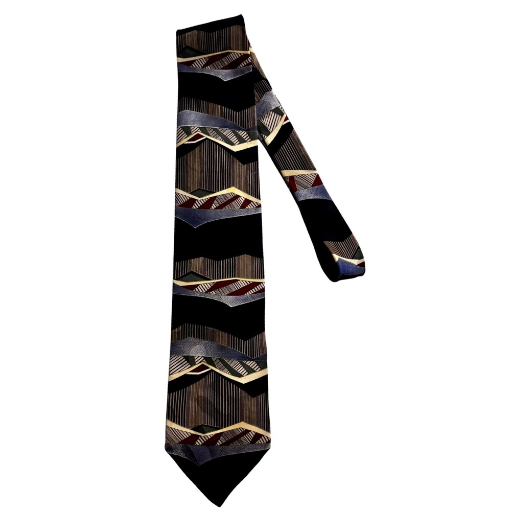 Vintage Surrey 100% Silk Geometric Necktie‎ USA Made Abstract Retro Tie